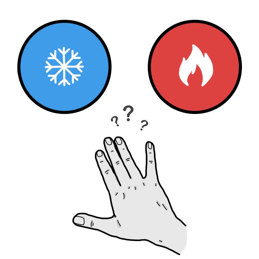 No distinction between hot and cold by touch