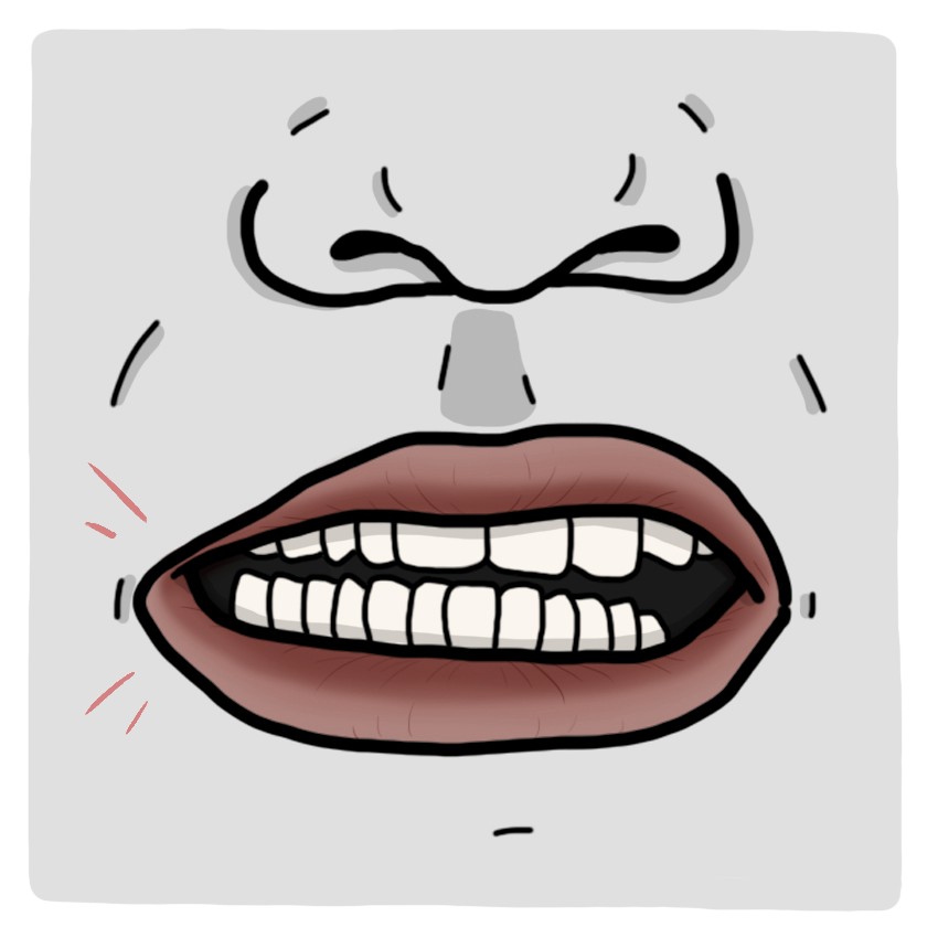 Contracción involuntaria de mandíbula y/o lengua