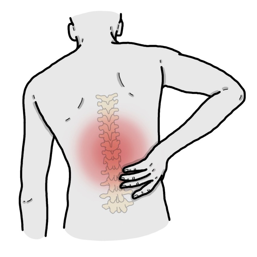 Pijn in het midden van de rug in het gebied van de wervelkolom