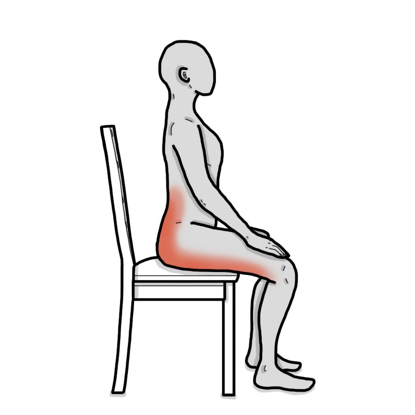 Pijn in de lage rug en/of in de achterkant van het been wordt erger bij het zitten